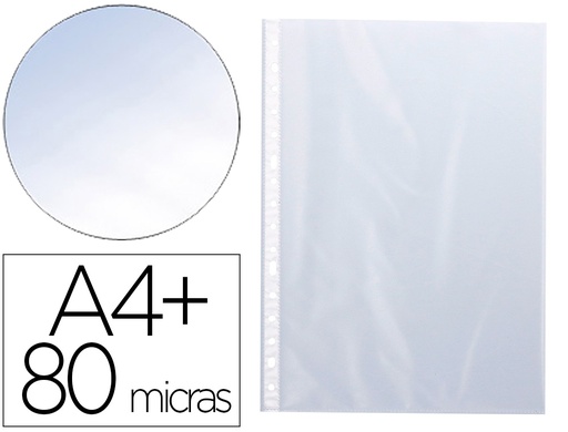 [KF16913] FUNDA MULTITALADRO Q-CONNECT FOLIO 80 MC CRISTAL BOLSA DE 10 UNIDADES