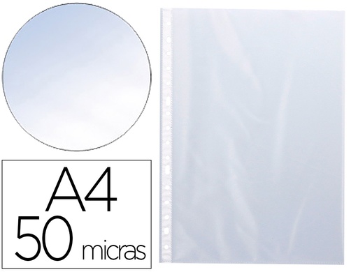 [KF00311] FUNDA MULTITALADRO Q-CONNECT DIN A4 50 MC CRISTAL BOLSA DE 100 UNIDADES
