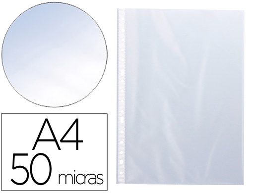 [KF16907] FUNDA MULTITALADRO Q-CONNECT DIN A4 50 MC CRISTAL BOLSA DE 10 UNIDADES