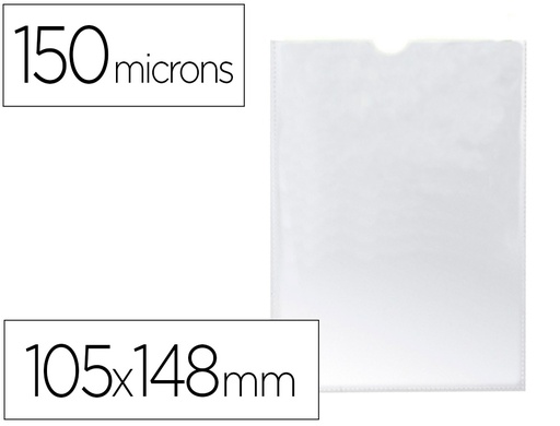 [KF15578] FUNDA PORTADOCUMENTO Q-CONNECT DIN A6 150 MICRAS PVC TRANSPARENTE CON UÑERO 105X148 MM