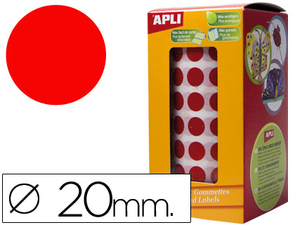 [4861] GOMETS AUTOADHESIVOS CIRCULARES 20MM ROJO ROLLO DE 1770 UNIDADES