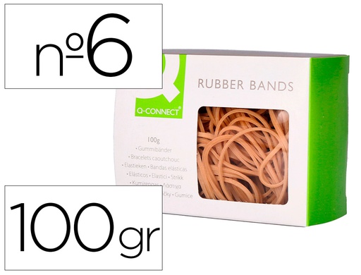 [KF14694] GOMILLAS ELASTICAS Q-CONNECT 100 GR NUMERO 6 60 X 2 MM