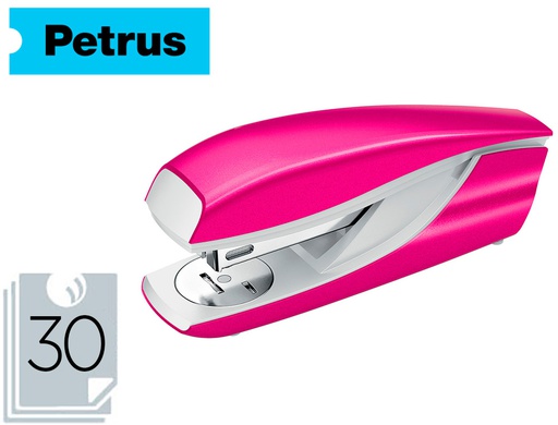 [623592] GRAPADORA PETRUS MOD 635 WOW FUCSIA METALIZADA CAPACIDAD 30 HOJAS