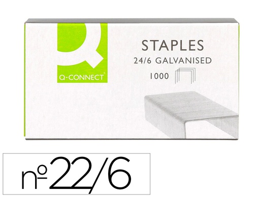 [KF01278] GRAPAS Q-CONNECT Nº 22/6 24/6 GALVANIZADAS CAJA DE 1000 UNIDADES