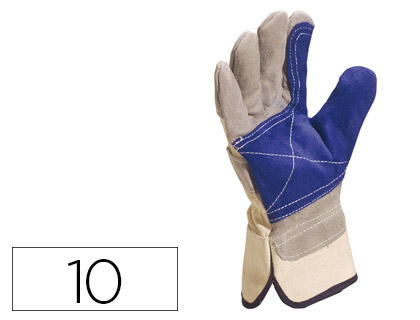 [DS202RP10] GUANTES DELTAPLUS DOCKER SERRAJE VACUNO REFORZADO IDEAL PARA TRABAJOS INTENSIVO COLOR GRIS-AZUL TALLA 10