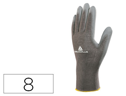[VE702PG08] GUANTES DELTAPLUS POLIESTER ANTIDESLIZANTE LAVABLE ESPECIAL PARA MANIPULACION Y MANUTENCION GRIS TALLA 8