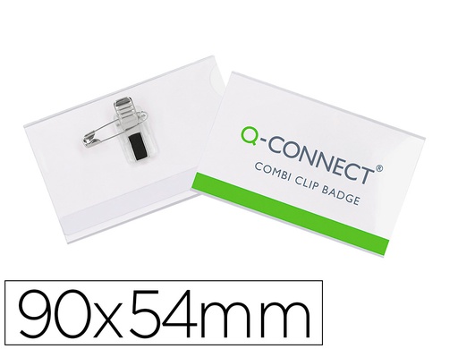 [KF01567] IDENTIFICADOR CON PINZA E IMPERDIBLE Q-CONNECT KF01567 54X90 MM