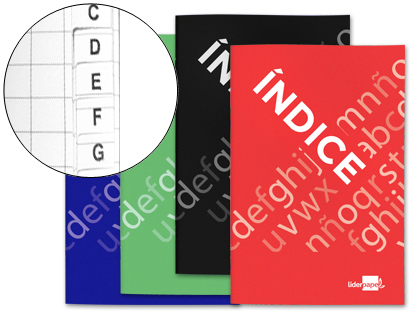 [IF01] INDICE LIDERPAPEL TAPA CARTONCILLO CUARTO 24 HOJAS 70G/M2 COLORES SURTIDOS