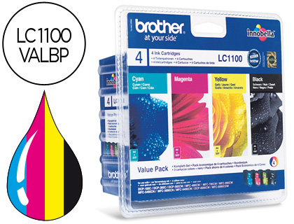[LC1100VALBP] INK-JET BROTHER LC-1100VALBP /M/Y/C PACK 4 COLORES 450 PAGBK 325 PAG M/Y/C