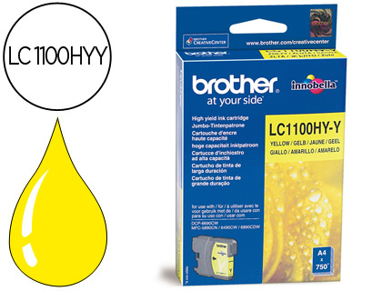 [LC1100HYY] INK-JET BROTHER LC-1100Y AMARILLO ALTA CAPACIDAD 750 PAG