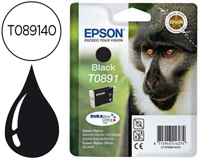 [C13T08914011] INK-JET EPSON T0891 NEGRO STYLUS S20 / SX-100 / SX-110
