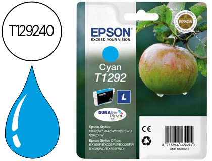 [C13T12924012] INK-JET EPSON STYLUS T1292 CIAN SX420W / 425W / OFFICE BX305F / BX320F -ALTA CAPACIDAD-