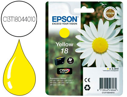 [C13T18044012] INK-JET EPSON T18 AMARILLO EXPRESSION HOME XP-102 XP-205 XP-305 XP-405 CAPACIIDAD 180 PAG