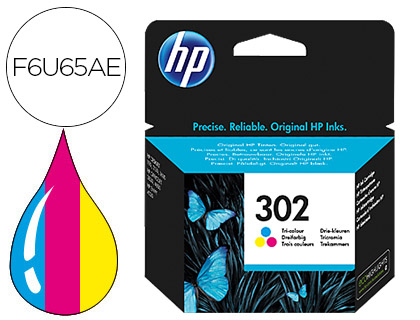 [F6U65AE] INK-JET HP 302 DESKJET 1110 / 2130 / 3630 OFFICEJET 3830 / 4650 ENVY 4520 TRICOLOR 165 PAG