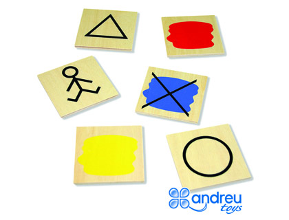 [16218] JUEGO ANDREUTOYS BLOQUES LOGICOS ATRIBUTOS 20 PIEZAS 27X10X5 CM