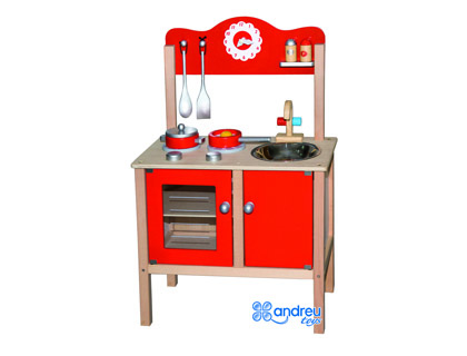 [16314] JUEGO ANDREUTOYS COCINA MADERA CON COMPLEMENTOS 53,5X29,5X83 CM