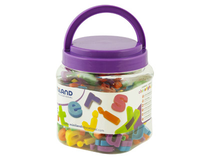 [97913] JUEGO MINILAND LETRAS MINUSCULAS MAGNETICAS BOTE DE 154 PIEZAS