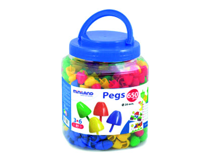 [31820] JUEGO MINILAND PEGS BOTE DE 650 PIEZAS DE 20 MM
