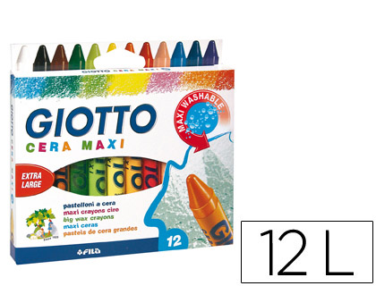 [F291200] LAPICES CERA GIOTTO MAXI CAJA DE 12 COLORES SURTIDOS