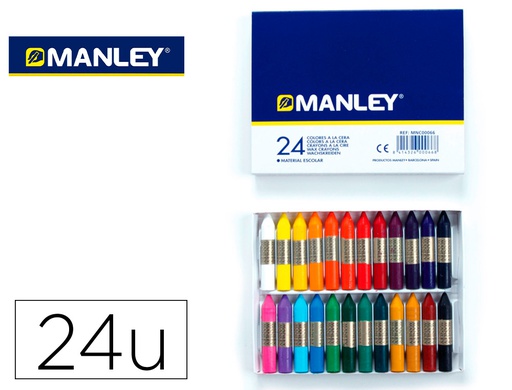 [MNC00066] LAPICES CERA MANLEY CAJA DE 24 COLORES SURTIDOS