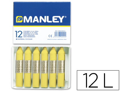 [MNC04475] LAPICES CERA MANLEY UNICOLOR AMARILLO CLARO N.4 CAJA DE 12 UNIDADES