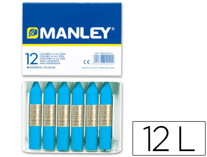 [MNC04635] LAPICES CERA MANLEY UNICOLOR AZUL COBALTO N.20 CAJA DE 12 UNIDADES