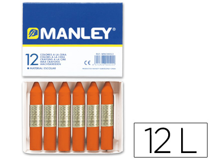 [MNC04497] LAPICES CERA MANLEY UNICOLOR NARANJA N.6 CAJA DE 12 UNIDADES