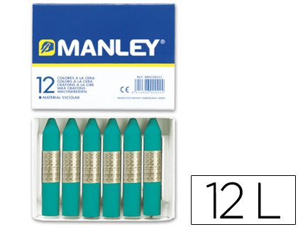 [MNC04668] LAPICES CERA MANLEY UNICOLOR VERDE TURQUESA N.23 CAJA DE 12 UNIDADES