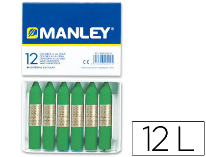 [MNC04680] LAPICES CERA MANLEY UNICOLOR VERDE PRIMAVERA N.25 CAJA DE 12 UNIDADES