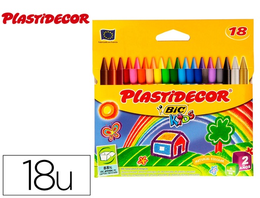 [8757712] LAPICES CERA PLASTIDECOR CAJA DE 18 COLORES