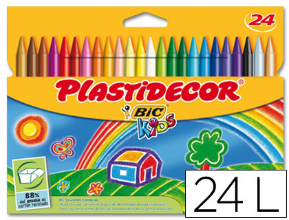 [9203013] LAPICES CERA PLASTIDECOR CAJA DE 24 COLORES