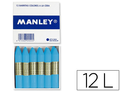 [MNC04840] LAPICES CERA MANLEY UNICOLOR CELESTE CLARO N.41 CAJA DE 12 UNIDADES