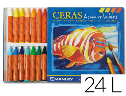[MNQ00424] LAPICES CERA MANLEY ACUARELABLE CAJA DE 24 UNIDADES COLORES SURTIDOS