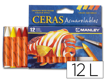 [MNQ00412] LAPICES CERA MANLEY ACUARELABLE CAJA DE 12 UNIDADES COLORES SURTIDOS