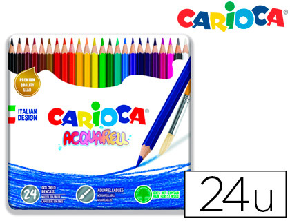 [42860] LAPICES DE COLORES CARIOCA ACUARELABLE CAJA METALICA DE 24 COLORES SURTIDOS