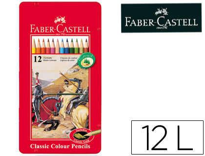 [115801] LAPICES DE COLORES FABER CASTELL CAJA METALICA DE 12 COLORES SURTIDOS
