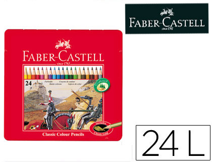 [115824] LAPICES DE COLORES FABER CASTELL CAJA METALICA DE 24 COLORES SURTIDOS
