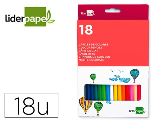 [LC03] LAPICES DE COLORES LIDERPAPEL CAJA DE 18 UNIDADES COLORES SURTIDOS