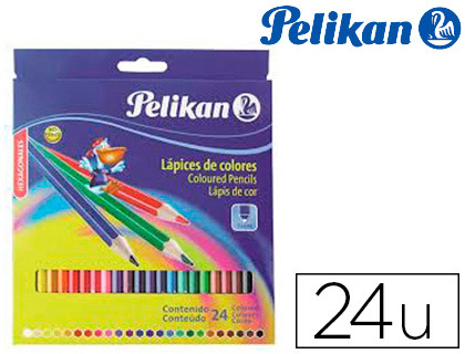 [724013] LAPICES DE COLORES PELIKAN HEXAGONALES 24 COLORES CAJA DE CARTON