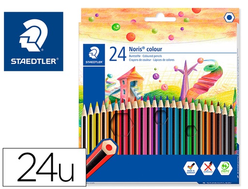 [185 C24] LAPICES DE COLORES STAEDTLER UPCYCLED WOOD ECOLOGICO 24 COLORES EN CAJA DE CARTON
