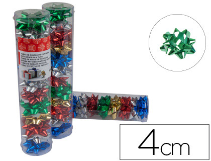 [LZ05] LAZO LIDERPAPEL FANTASIA PEQUEÑO METALIZADO TUBO DE 12 UNIDADES COLORES SURTIDOS