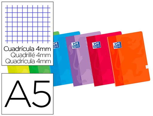 [100105702] LIBRETA ESCOLAR OXFORD 48 H DIN A5 CUADRO 4 MM