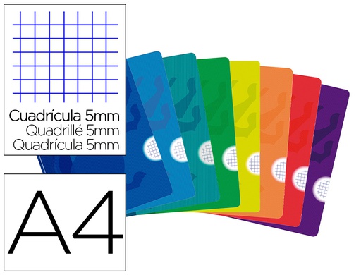 [100105793] LIBRETA ESCOLAR OXFORD OPENFLEX TAPA FLEXIBLE OPTIK PAPER 48 HOJAS DIN A4 CUADRO 5 MM COLORES SURTIDOS