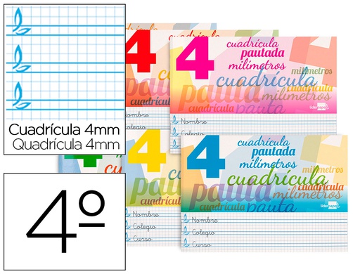 [LB59] LIBRETA LIDERPAPEL PAUTAGUIA TAPA CARTONCILLO 32 HOJAS DIN A5 70 G CUADRICULADO PAUTADO 4 MM APAISADO CON MARGEN