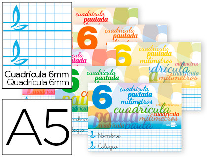 [LB48] LIBRETA LIDERPAPEL PAUTAGUIA TAPA CARTONCILLO 32 HOJAS DIN A5 70 G CUADRICULADO PAUTADO 6 MM APAISADO