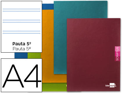 [LA10] LIBRETA LIDERPAPEL SCRIPTUS A4 48 HOJAS 90G/M2 PAUTA 5ª 2.5MM CON MARGEN