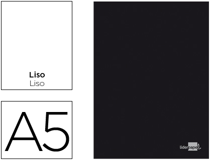 [LA18] LIBRETA LIDERPAPEL TAPA NEGRA A5 80 HOJAS 60G/M2 LISO CON DOBLE MARGEN