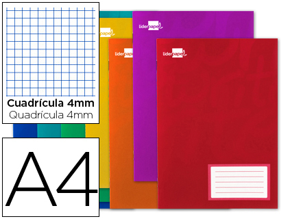 [LA01] LIBRETA LIDERPAPEL WRITE A4 32 HOJAS 60G/M2 CUADRO 4MM CON MARGEN