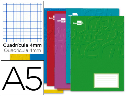 [LB03] LIBRETA LIDERPAPEL WRITE A5 32 HOJAS 60G/M2CUADRO 4MM CON MARGEN