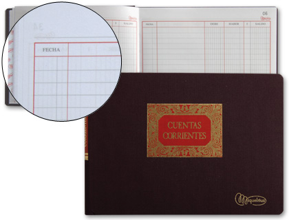 [4080] LIBRO MIQUELRIUS CUARTO APAISADO 100 HOJAS CUENTAS CORRIENTES DEBE HABER Y SALDO